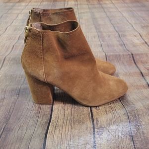 Steve Madden Womens Boots Brown 9 M Jag Suede Bootie 4" Heel Round Toe Zip Back